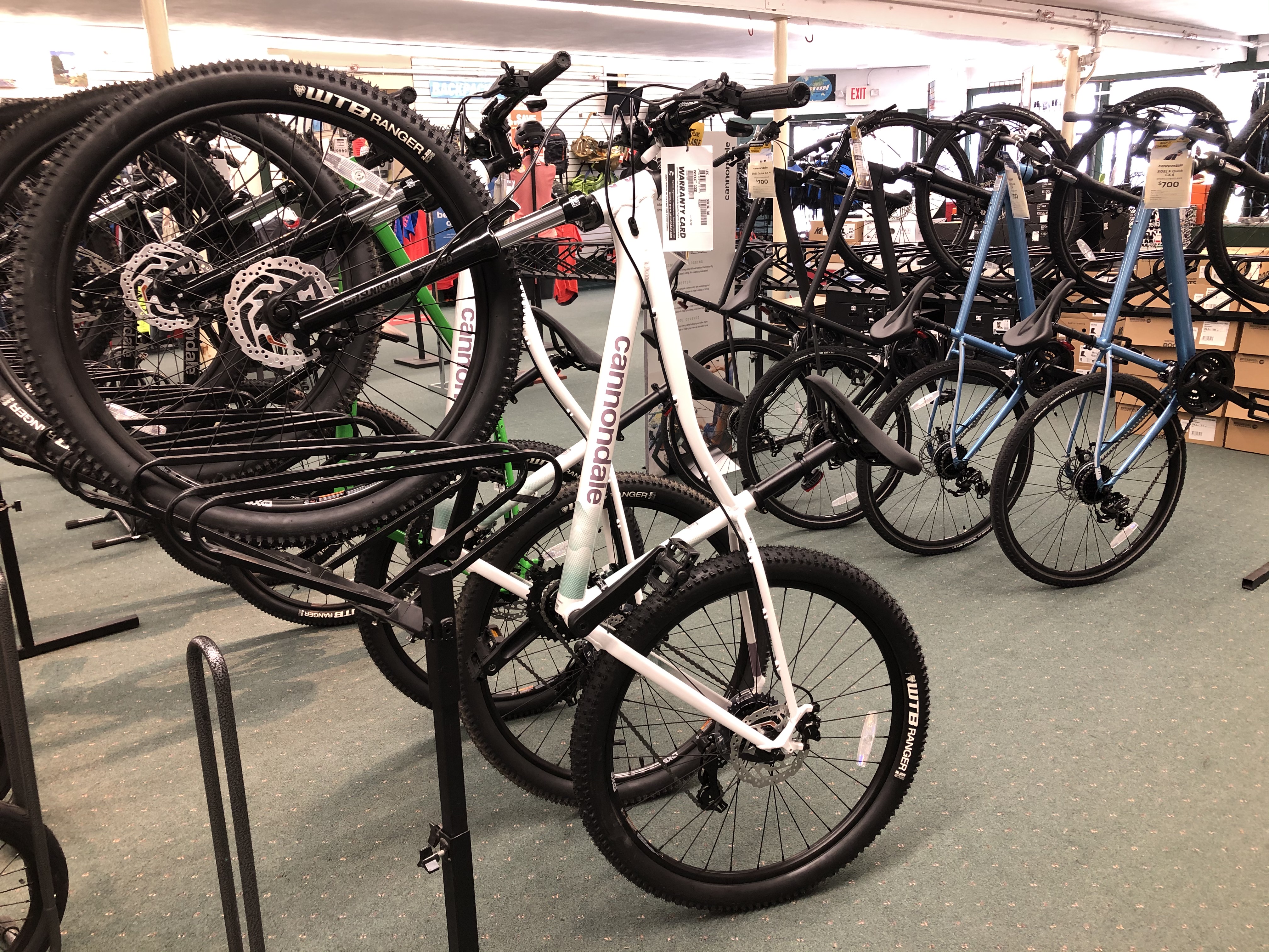 Bikes being displayed at Sun & Ski Sports in North Conway